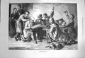 Original Old Antique Print 1872 Men Discusing Budget Dog Drinking Downand 19th