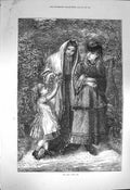 Original Old Antique Print 1872 First Warm Day Children Garden 19th