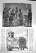 Old Antique Print 1872 Crystal Palace May-Day Festival Mildred'S Church 19th