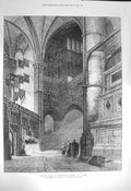 Old Antique Print 1872 North Aisle Westminster Abbey Architecture London 19th
