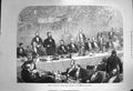 Original Old Antique Print 1872 Dinner Royal Literary Fund King Belgians Chair