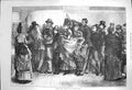 Original Old Antique Print 1872 Holiday Time Booking Excursion Train Passengers
