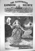 Original Old Antique Print 1872 Girls Chasing Butterflies Garden 19th