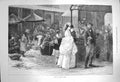 Original Old Antique Print 1872 Spring Covent Garden Flower Market Scene 19th