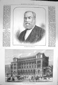 Original Old Antique Print 1872 Sir Albert David Sassoon Science School Ken 19th
