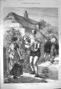 Original Old Antique Print 1872 Travelling Derby Day Epsom Horse Racing 19th