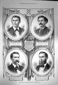Original Old Antique Print 1872 Boat Crew Smith Handy Withers Close Stout Long