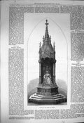 Original Old Antique Print 1872 Statue Queen Bombay India 19th