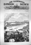 Original Old Antique Print 1872 International Four-Oared Boat Race River Sport