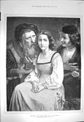 Original Old Antique Print 1872 Romance Between Love Riches Lady Men Bouguereau