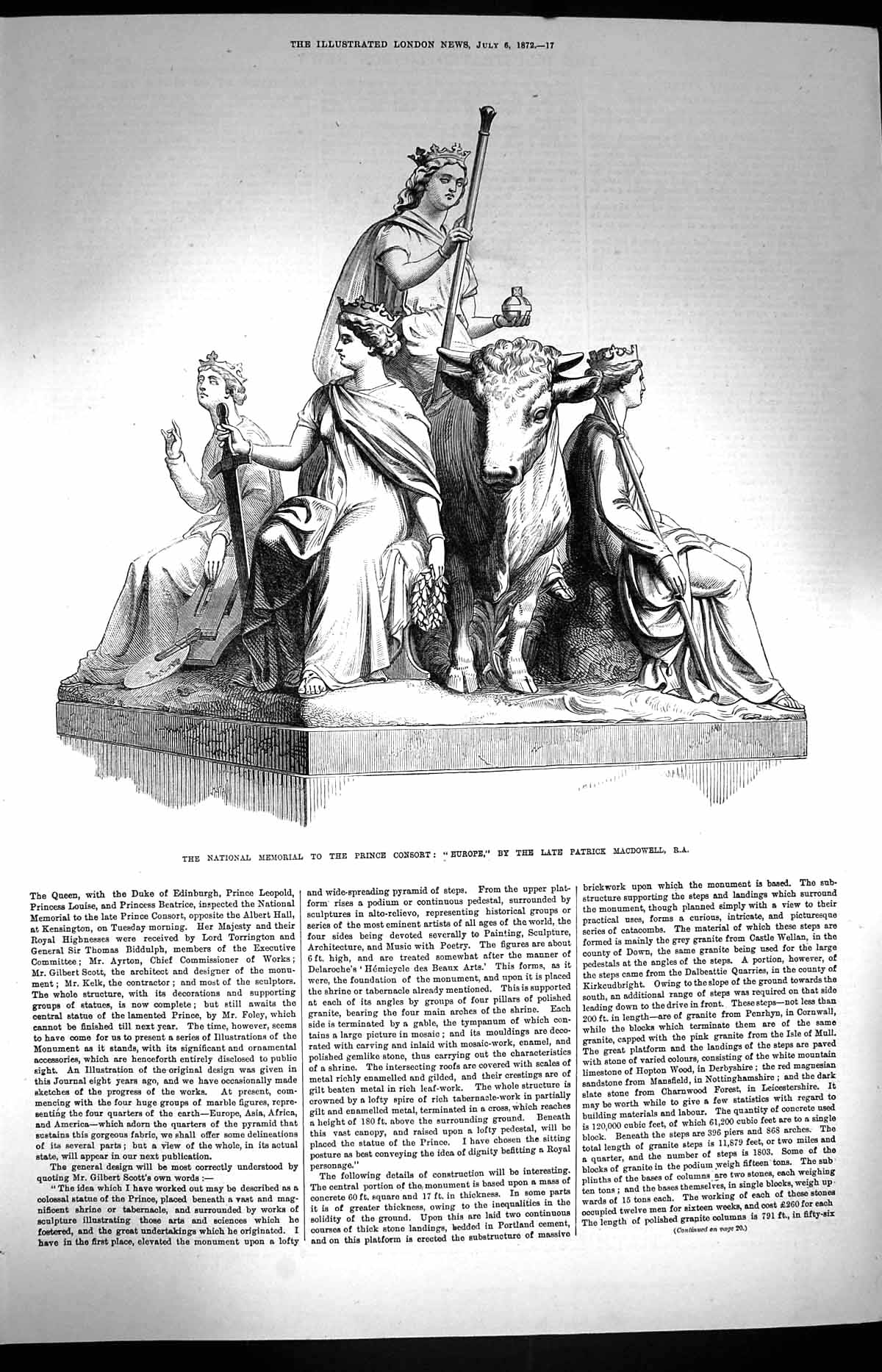Old Antique Print 1872 Memorial Prince Consort Europe Africa Asia America 19th
