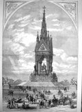 Original Old Antique Print 1872 Prince Consort National Memorial Fine Art 0 19th