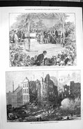 Original Old Antique Print 1872 Princess Wales Sick Children Flour Mill Glasgow