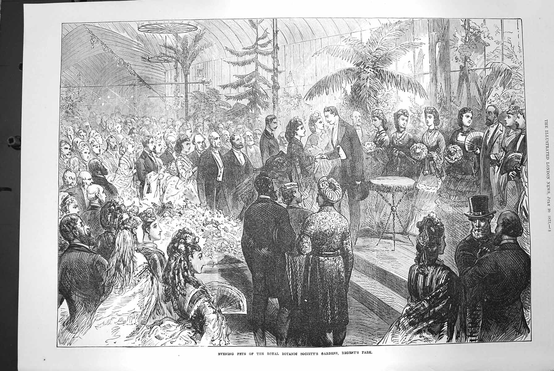 Old Antique Print 1872 Evening Fete Royal Botanic Society Gardens Regents 19th