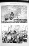 Old Antique Print 1872 Freedom City London Baroness Burdett Couts Ships 19th