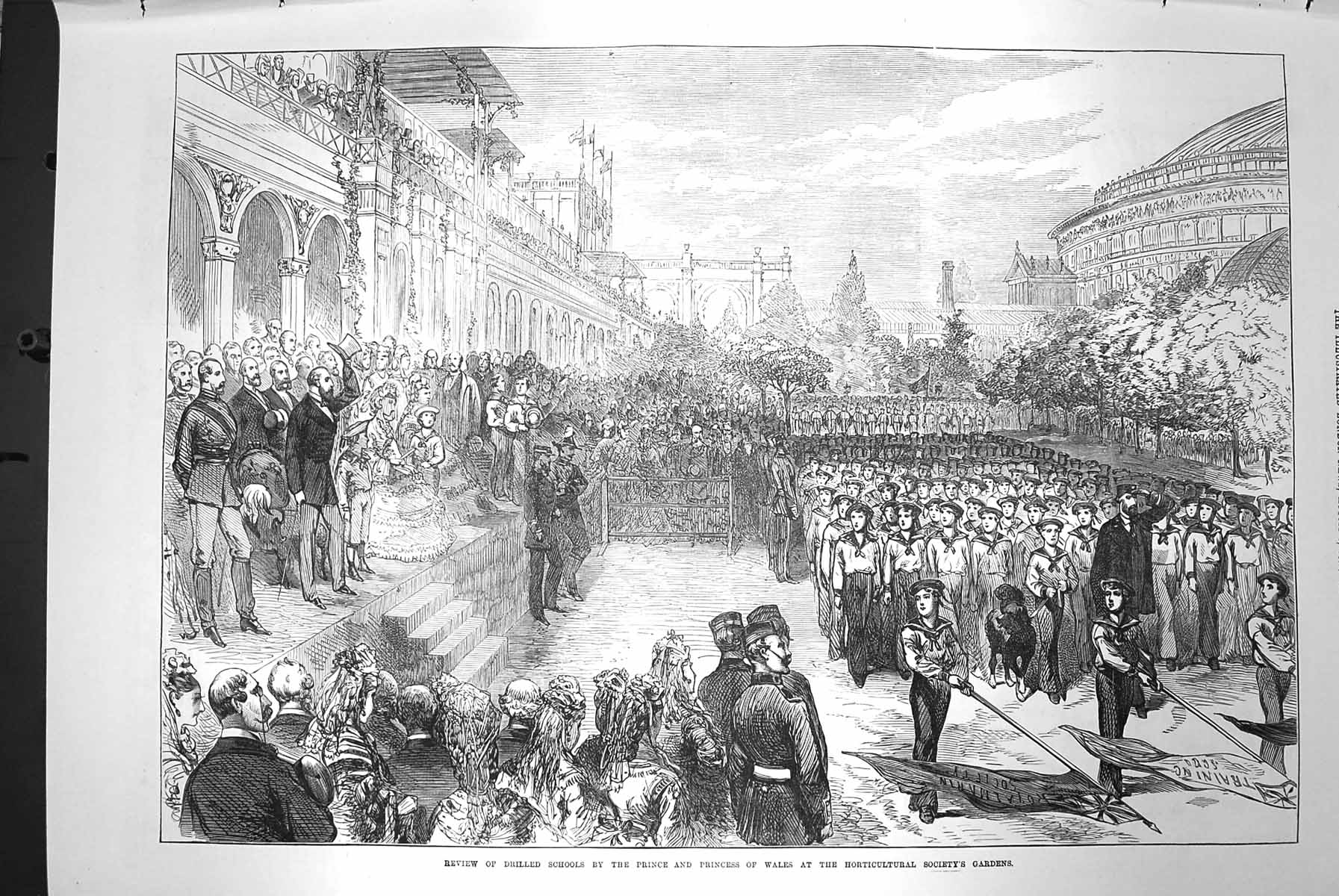 Antique Print *3977 1872 Drilled Schools Prince Wales Horticultural Gardens