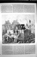 Original Old Antique Print 1872 Nasmyth Steam-Hammer Gun Factory Woolwich 19th