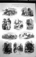 Old Antique Print 1872 Brighton Sussex Church Battle Abbey Lewes Castle 19th