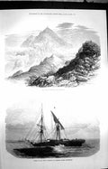 Original Old Antique Print 1872 Peak Naiguata Venezuela Ship Wreck Australia