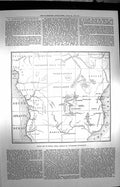 Original Old Antique Print 1872 Sketch Map Central Africa Livingstone Expl 19th
