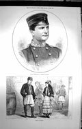 Original Old Antique Print 1872 Portrait Milan Obrenovics Prince Servia People
