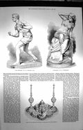 Old Antique Print 1872 Statue Wrestler Andromeda Gift Rajah Kuppoorthulla 19th