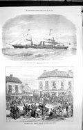 Old Antique Print 1872 Screw-Steamer Ship Japan Suez Belfast Riots Stores 19th