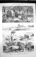 Original Old Antique Print 1872 Autumn Campaign Engineers Post Office Siers