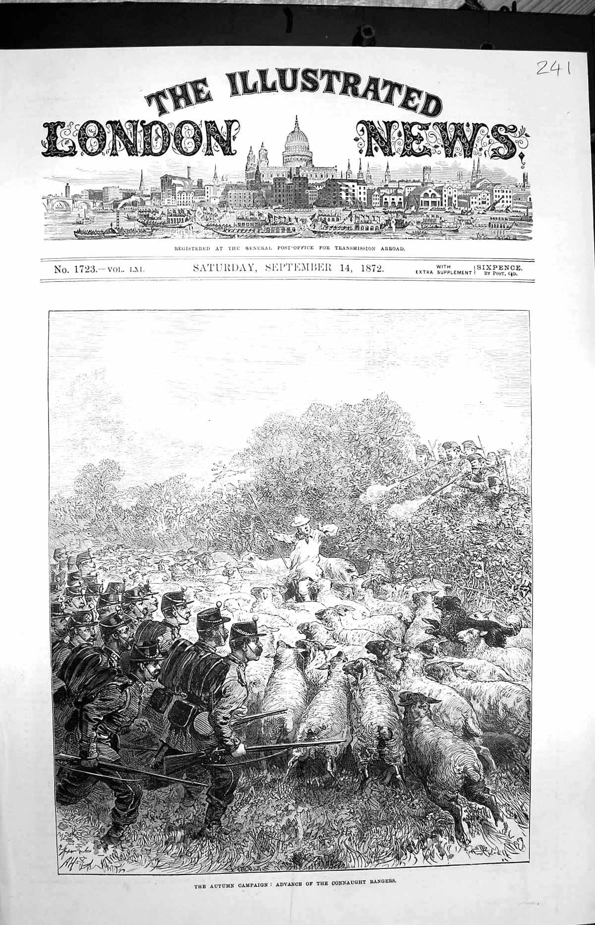 Original Old Antique Print 1872 Autumn Campaign Advance Connaught Ranger 19th