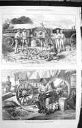 Original Old Antique Print 1872 Steam Bakery Siers Saddler Dragoon Guards 19th