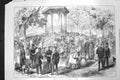 Original Old Antique Print 1872 German Military Music Band Promenade Rheims