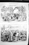 Original Old Antique Print 1872 Autumn Campaign Siers Stonehenge Battle Wiley