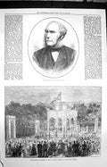 Original Old Antique Print 1872 John Barran Mayor Leeds Festival Ghent 19th