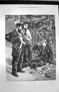 Original Old Antique Print 1872 Pavement Artist Man Painting F 19th