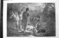 Original Old Antique Print 1872 Hunting Season Earth Stopping Men Digging Sport