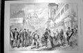 Original Old Antique Print 1872 Scene Market Place Leipsic Fair People 19th