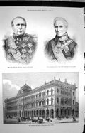 Old Antique Print 1872 Post Office Sydney Australia Gomm Tower Beaulieu 19th
