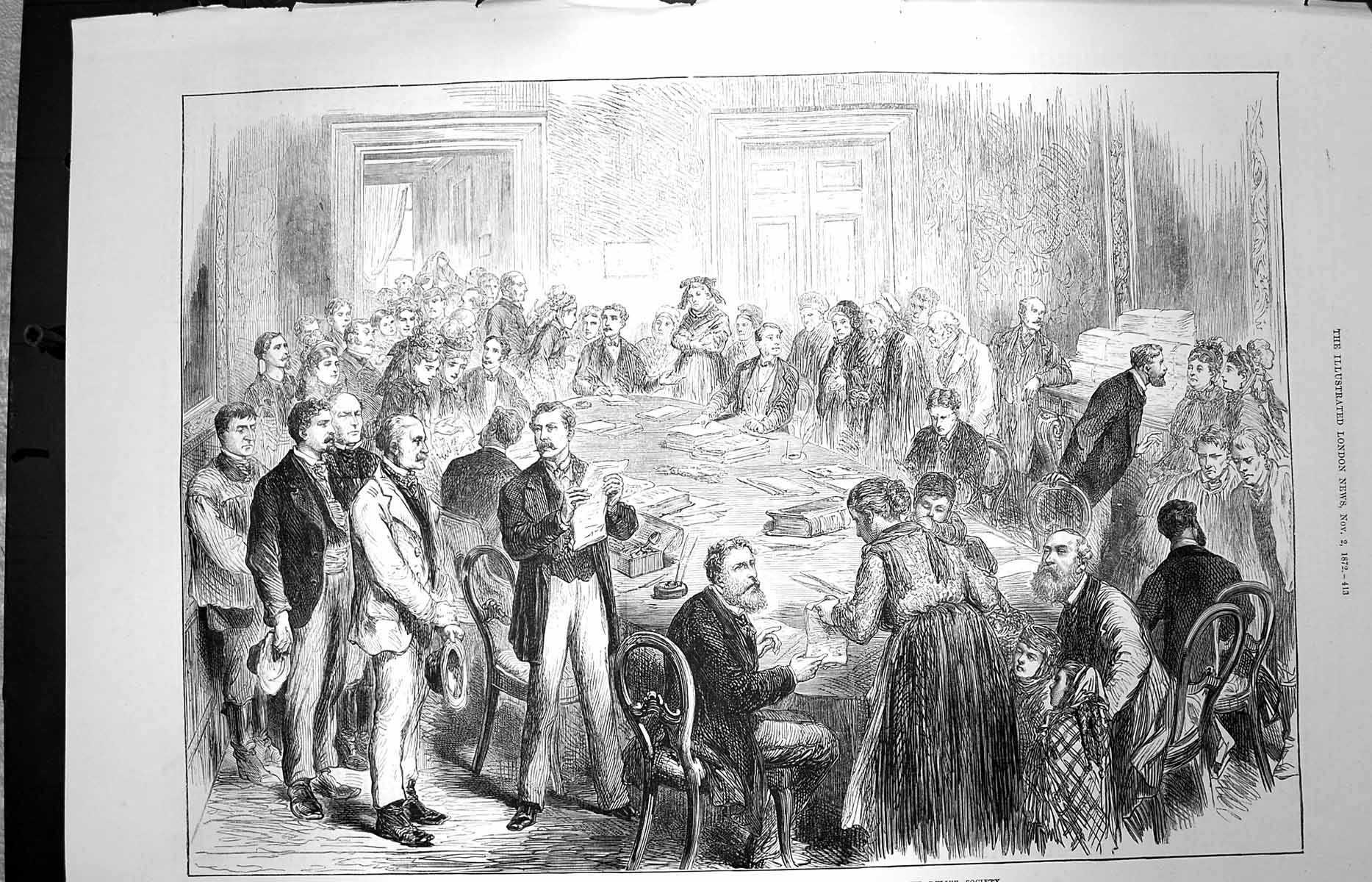 Original Old Antique Print 1872 French Emigration Alsace Lorraine Paris Relief