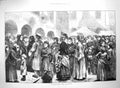 Original Old Antique Print 1872 Statute Fair Hiring Farm Servants Market 19th