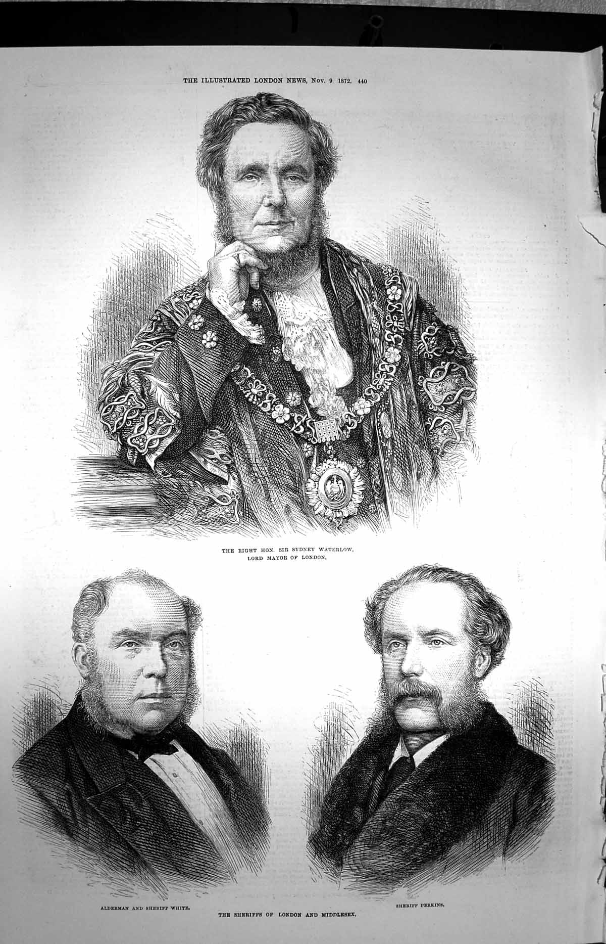 Original Old Antique Print 1872 Sydney Waterlow Sherriffs London Perkins White