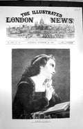 Original Old Antique Print 1872 Meditation Beautiful Young Woman Lady Fine Art
