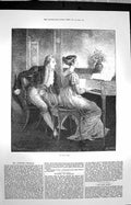 Original Old Antique Print 1872 Song Lady Man Piano Music Romance Scene 19th