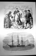 Old Antique Print 1872 False Shame Globe Theatre Svetlauna Hong Kong Ship 19th