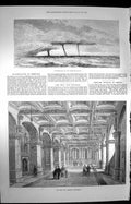 Antique Old Print *3971 1872 Waterspouts Mediterranean City Museum Guildhall
