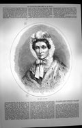 Original Old Antique Print 1872 Portrait Lady Queen Saxony 19th