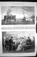 Original Old Antique Print 1872 Hydraulic Lift Graving Dock Bombay China Ship