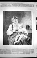 Original Old Antique Print 1872 Portrait Mother Little Girl Dinner Dejeuner
