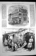 Original Old Antique Print 1872 Provincial Bank England Leicester Chinese P 19th
