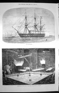 Original Old Antique Print 1872 Ship Challenger Casting Steam Hammer Woolwich