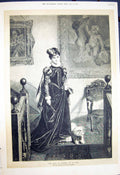 Original Old Antique Print 1872 Fine Art Fyfe Maid Honour Lady Woman Dog 19th